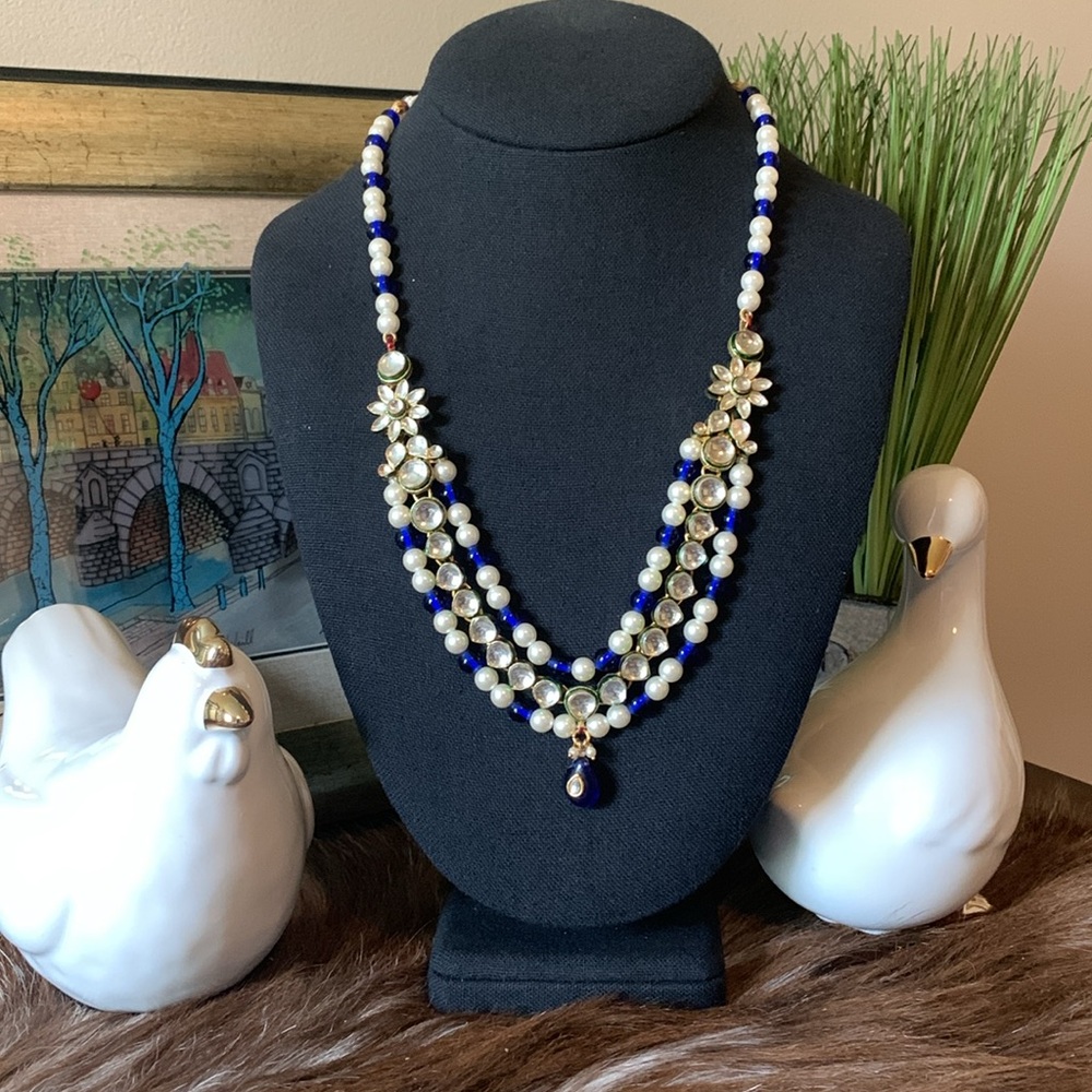 Vintage Belt - Blue White Daisy Flower beaded Retro 1970’s Vine Slide - Picture 14 of 14